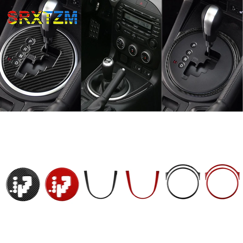 Carbon Fiber Central Control Shift Panel Decor Stickers For Mazda Mx-5 Miata Nc 2009-2015 Car Accessories Interior Trim