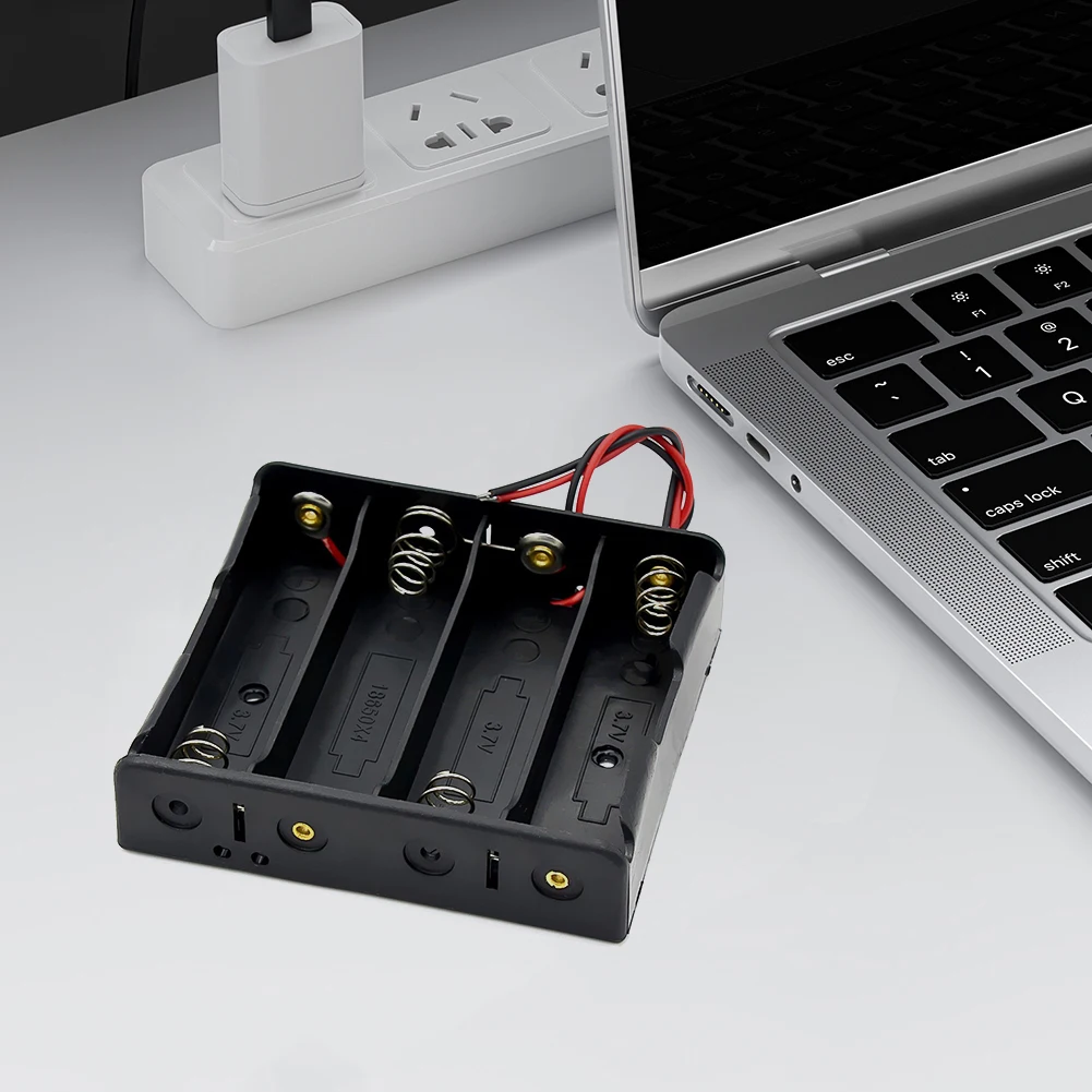 1 2 3 4 Slot DIY Batteries Clip Holder Container Plastic 18650 Battery Case Holder Black for 18650 3.7V Battery
