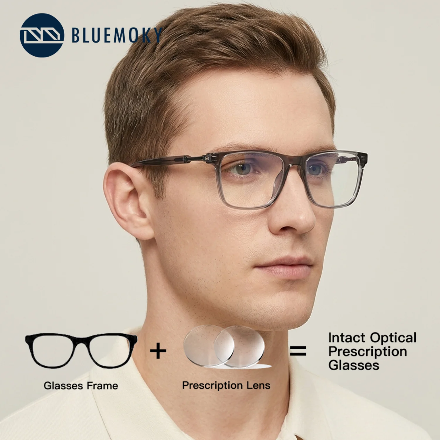 BLUEMOKY Rectangle Prescription Eyeglasses Photochromic Anti Blue Light Acetate Reading Glasses Man