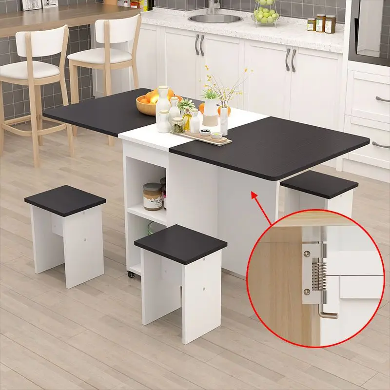 Folding dining table, household, small apartment, movable, retractable, rectangular, simple