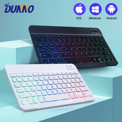 Teclado retroiluminado RGB para tableta, iPad, teléfono, PC, Android, IOS, Windows, compatible con Bluetooth, teclado inalámbrico recargable de 10 pulgadas