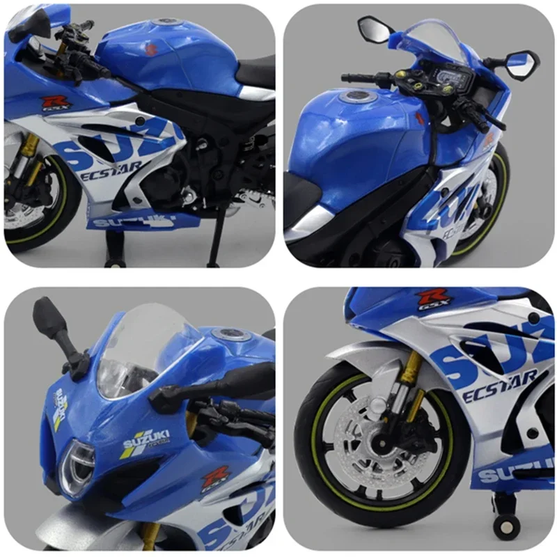 Modelo de motocicleta de carreras de aleación Suzuki GSX-R1000R Aprilia RSV4, 1:12, fundición a presión, modelo de motocicleta de Cross-Country,