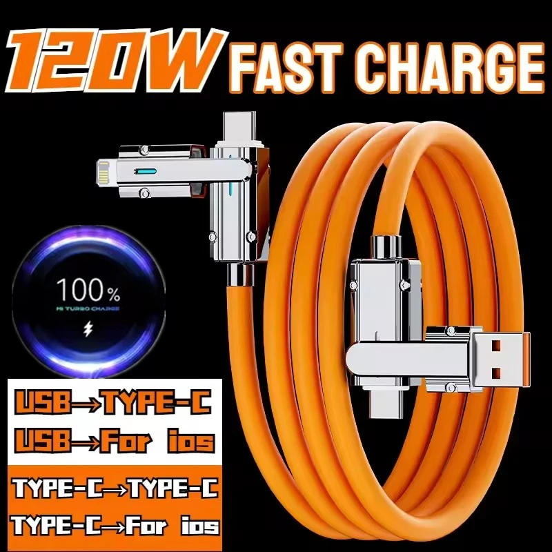 4-In-1 100W USB Type C To Type C Cable 2-to-2 PD 100W Fast Charging Data Cable for IPhone 11 12 13 14 15 Pro Max Samsung S24 S25