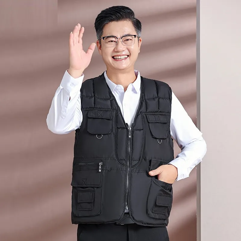 

Outdoor Leisure Vest Men's Multi-Pocket Thickened Vest Jacket Outdoor Insulated Men Vest Jacket Sleeveless Winter Warm Soft Coat