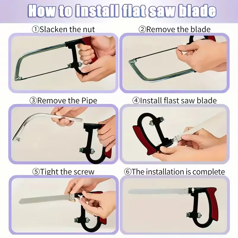 8in1 المنشار متعدد الأغراض اليد لتقوم بها بنفسك الصلب المنشار المعدني الخشب الزجاج المنشار عدة 6 شفرات النجارة تشغيل المعادن نموذج هواية أداة