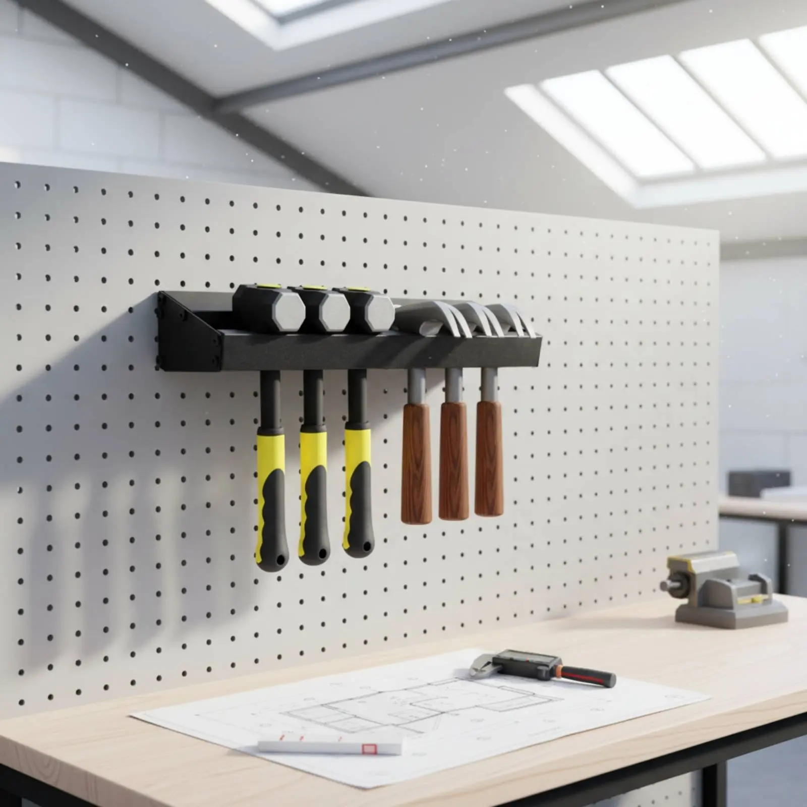 

Hammer Holder Space Saving Wall Mounted Tool Storage Hand Tool Organizer Sturdy Metal Powder Coated Finish for Workshop