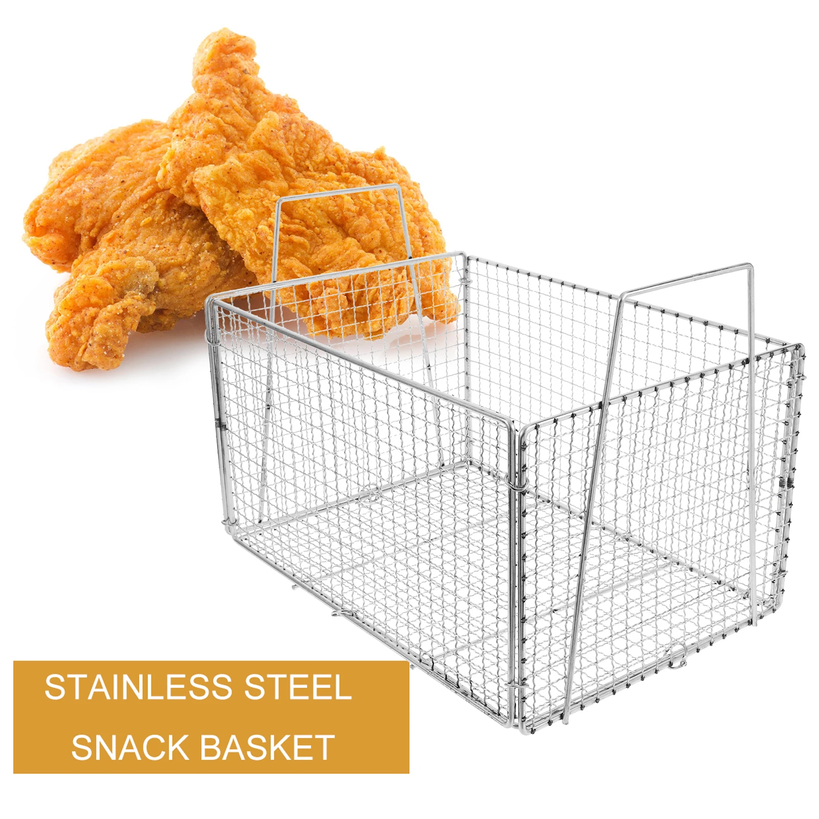 

Foldable Frying Net Basket Kitchen Filter Stainless Steel Mesh French Fries Strainer Multifunctional