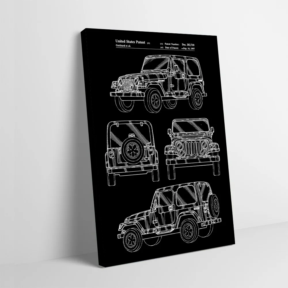 

Спортивный автомобиль Wrangler, патентная печать, плакат, настраиваемые картины, настенная живопись на холсте, подарок для спальни, деко, украшения для дома