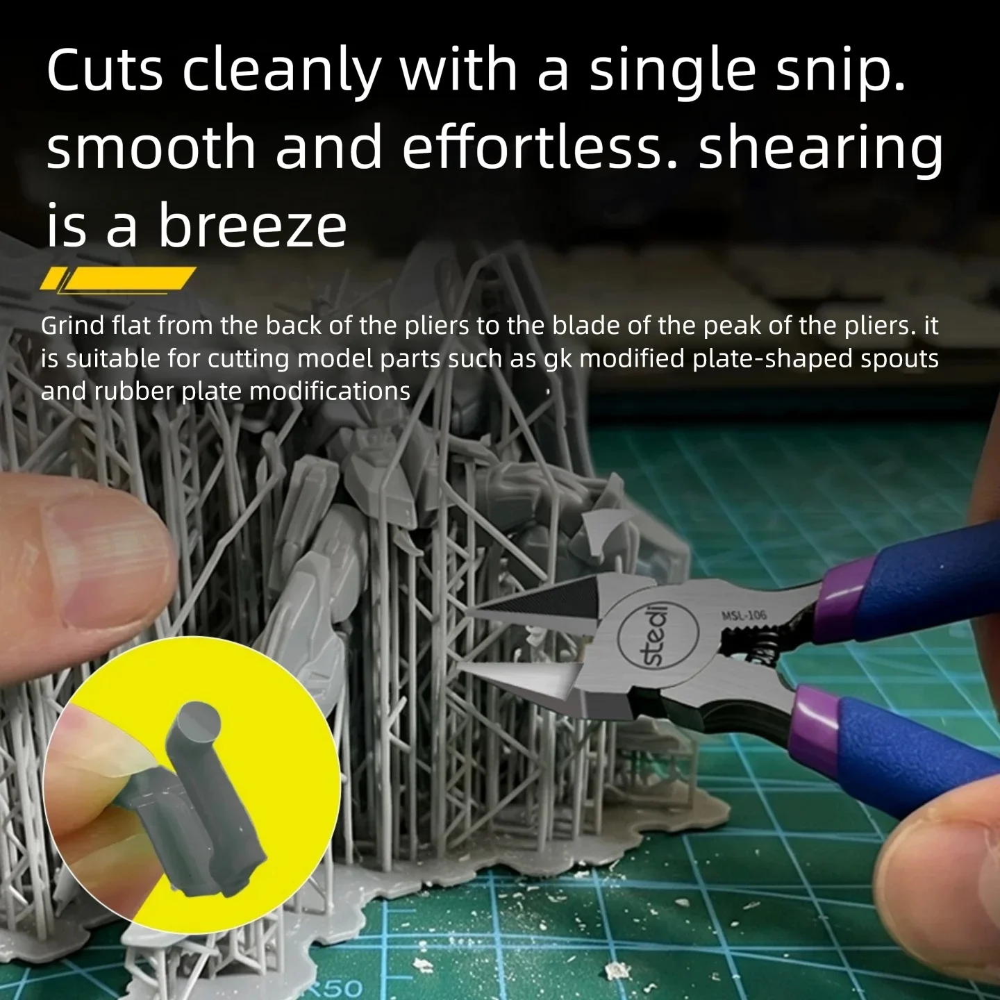 Stedi Large Size MSL106 Pliers Nipper with Protective Cover Assembly Model Building Cutter for Military Model Hobby DIY Tool