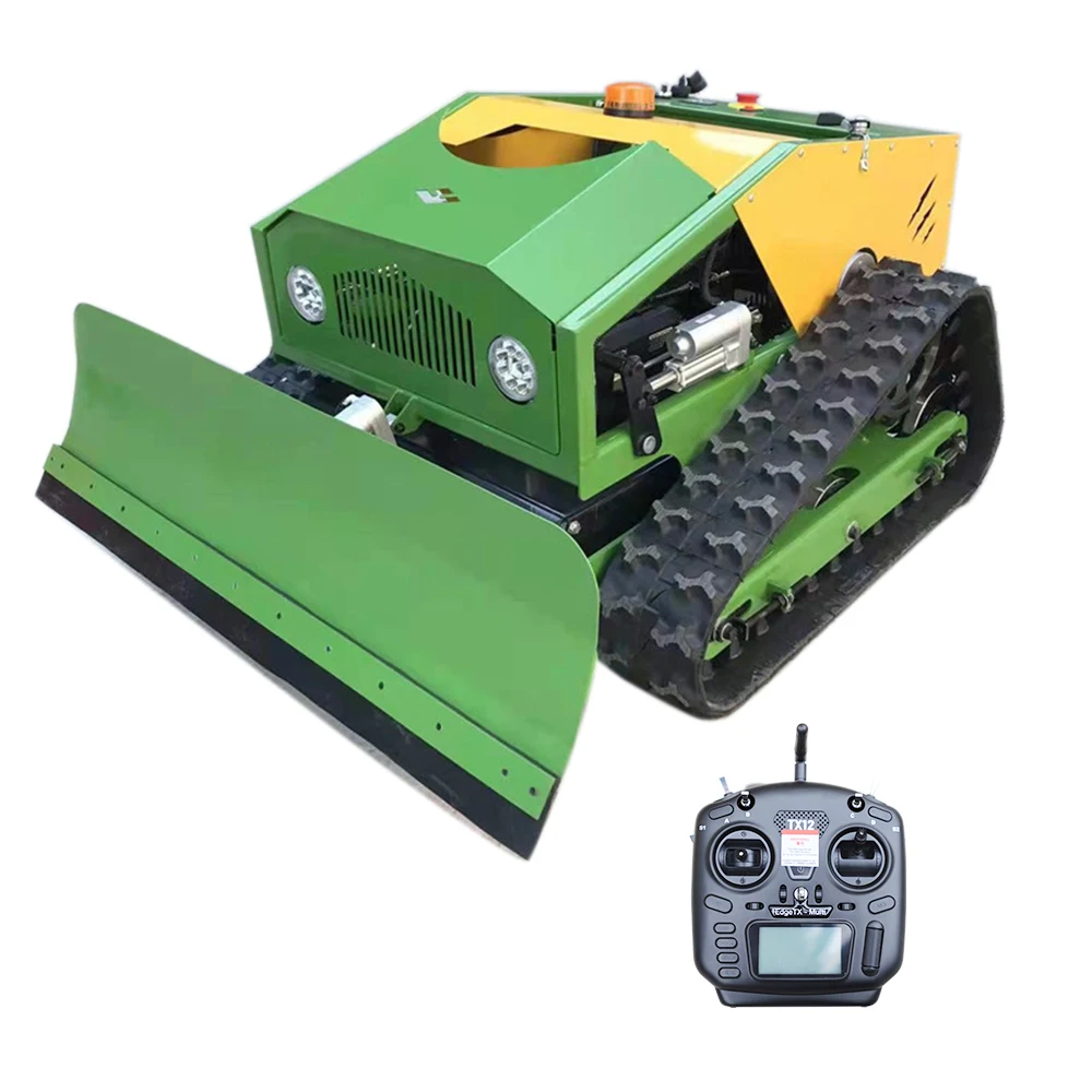 

Remote-controlled Lawn Mower Powered Snowplow Rubber Track Robot Farm Garden Small Flail Gasoline Mower