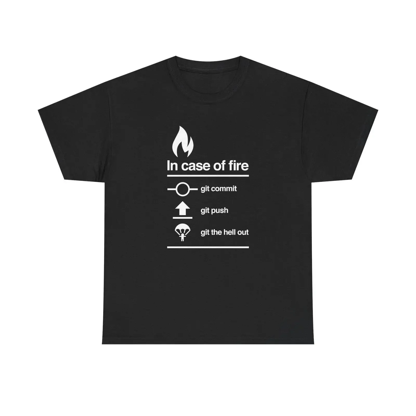 In Case Of Fire Git Commit Regular Crewneck T Shirt vintage Washed Comfortable Slightly Soft Casual Stretched fashion homme