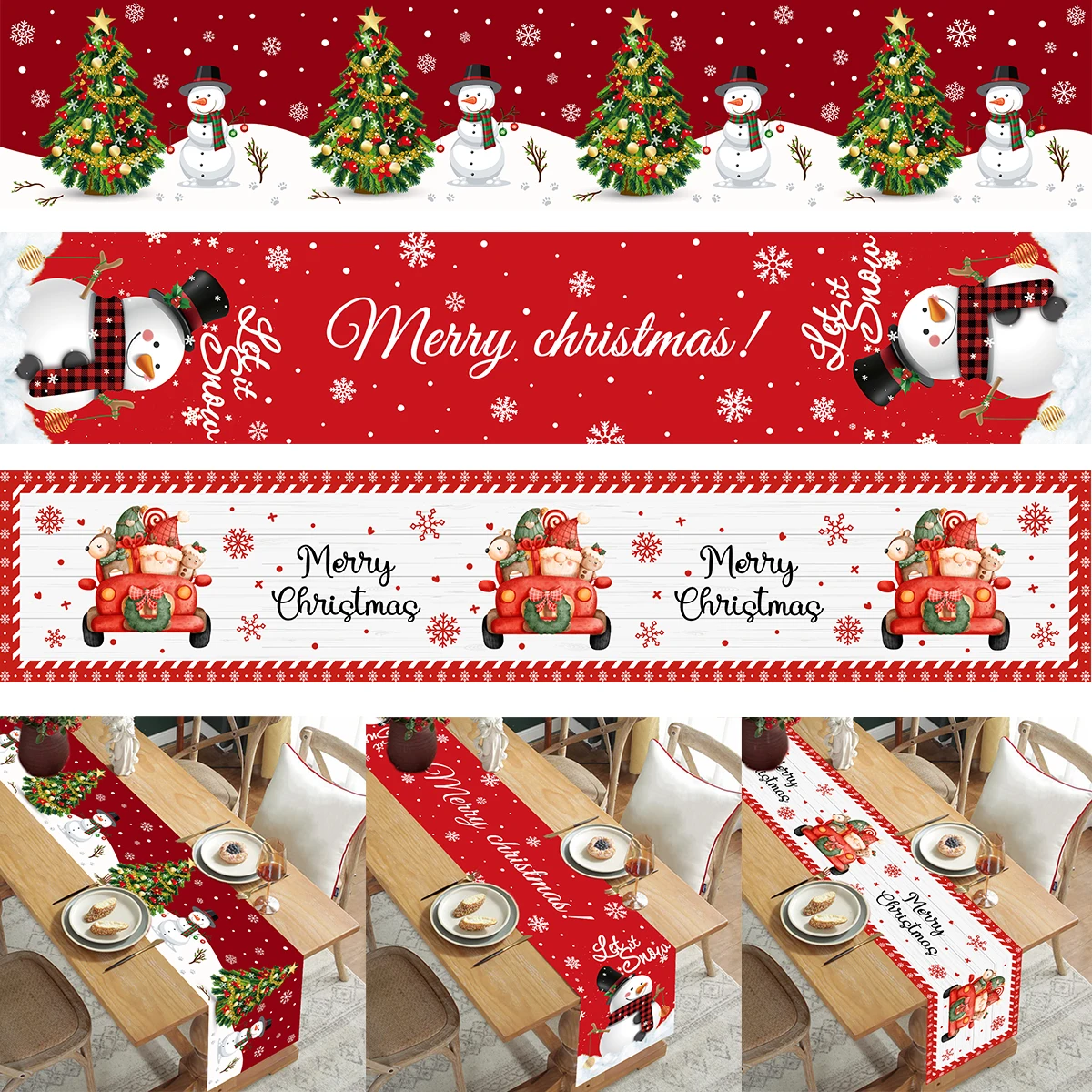 Christmas Table Runner Merry Christmas Decorations 2024 For Home Tablecloth Navidad Noel Kerst Xmas Gifts New Year 2025 Natal