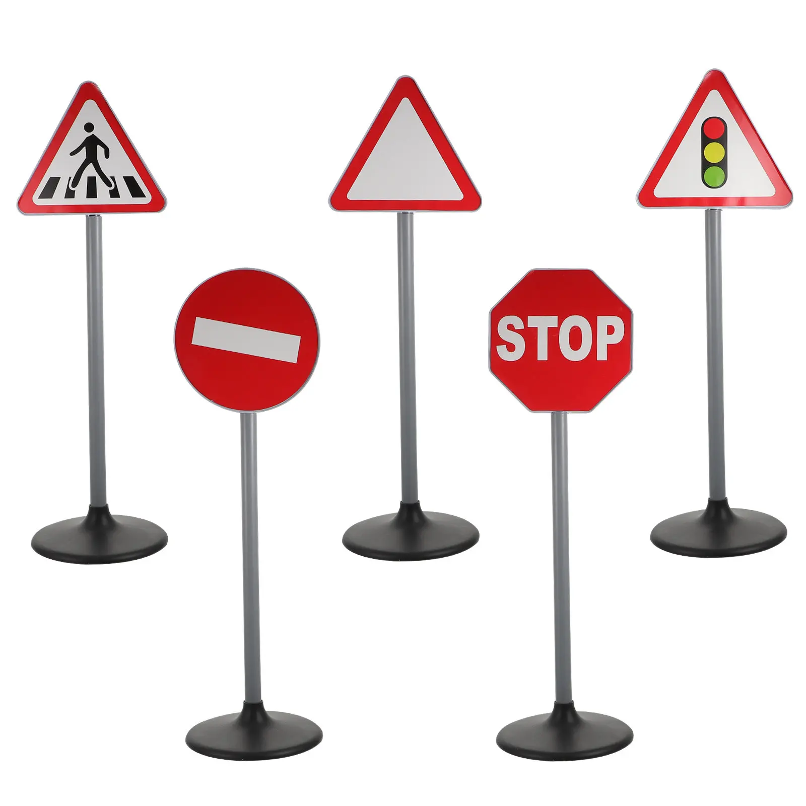 

5Pcs Premium Smooth Traffic Sign Models for Kids Early Education Safety Awareness Development Realistic Road Sign Playthings