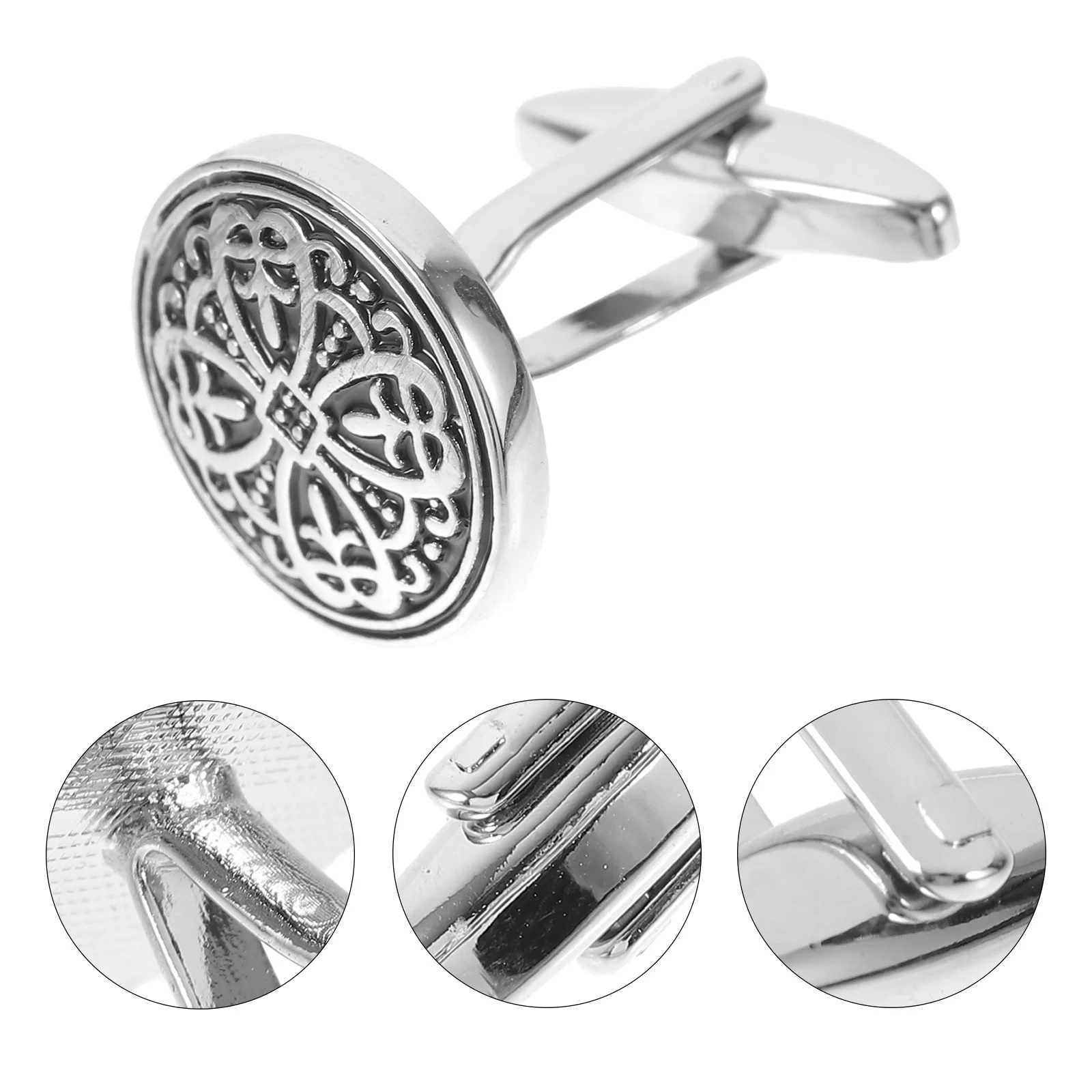 أزرار أكمام مطلية بسبائك النحاس للجنسين خمر الأزهار الفضة السوداء ريترو ستايل الرجال النساء كم زر هدية الزفاف #2