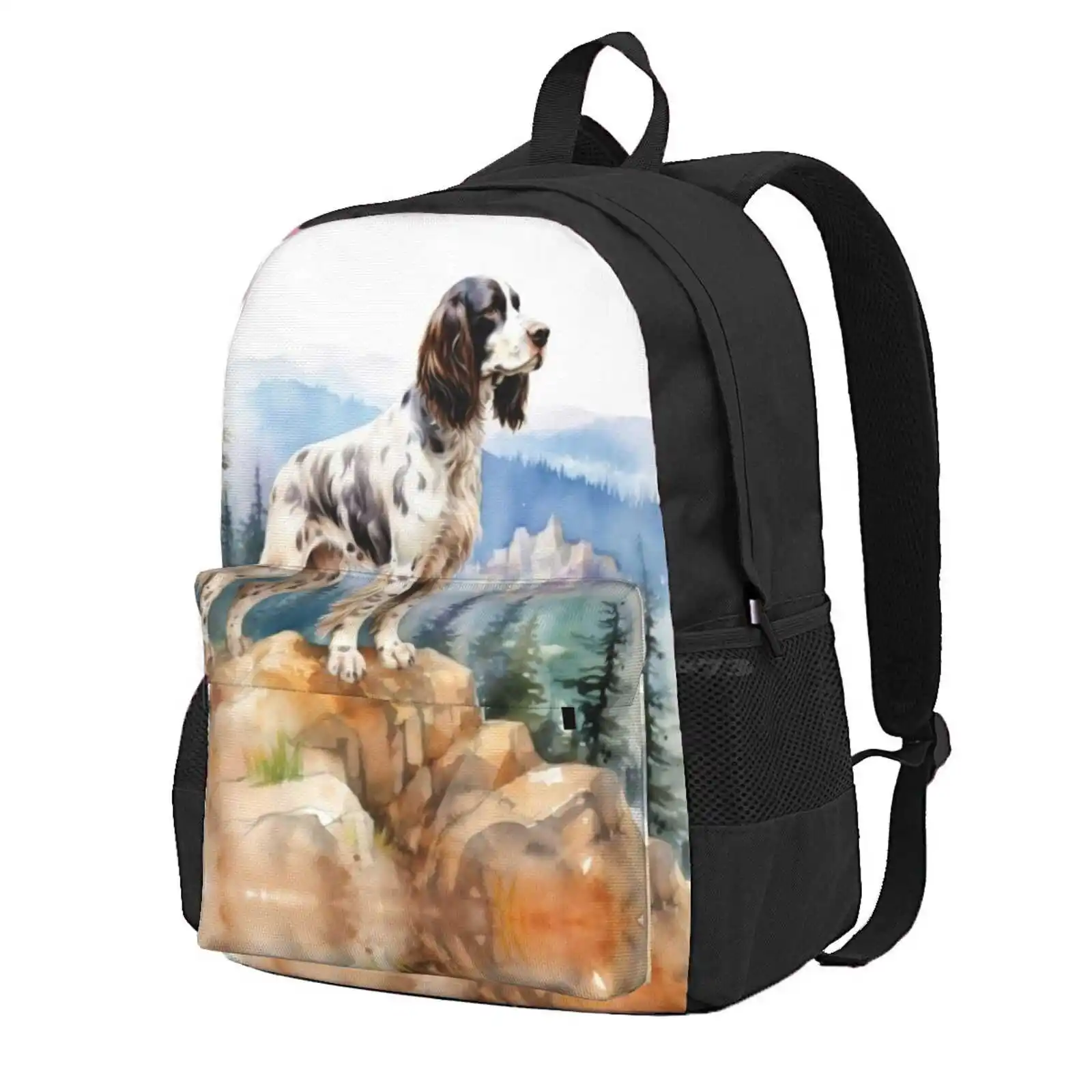 Hiking Dog - Watercolor English Springer Spaniel Hot Sale Schoolbag Backpack Fashion Bags Hiking English Springer Spaniel