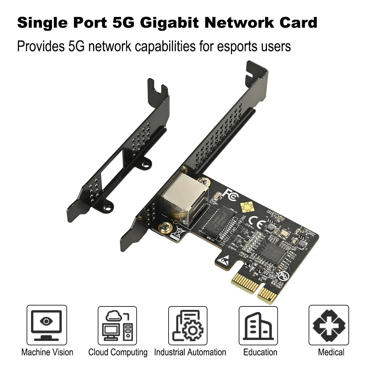 5G PCI-E To RJ45 Network Card RTL8126 Chip Gigabit Ethernet PCI Express Network Card 10/100/2500/5000Mbps 1Gbps/5Gbps