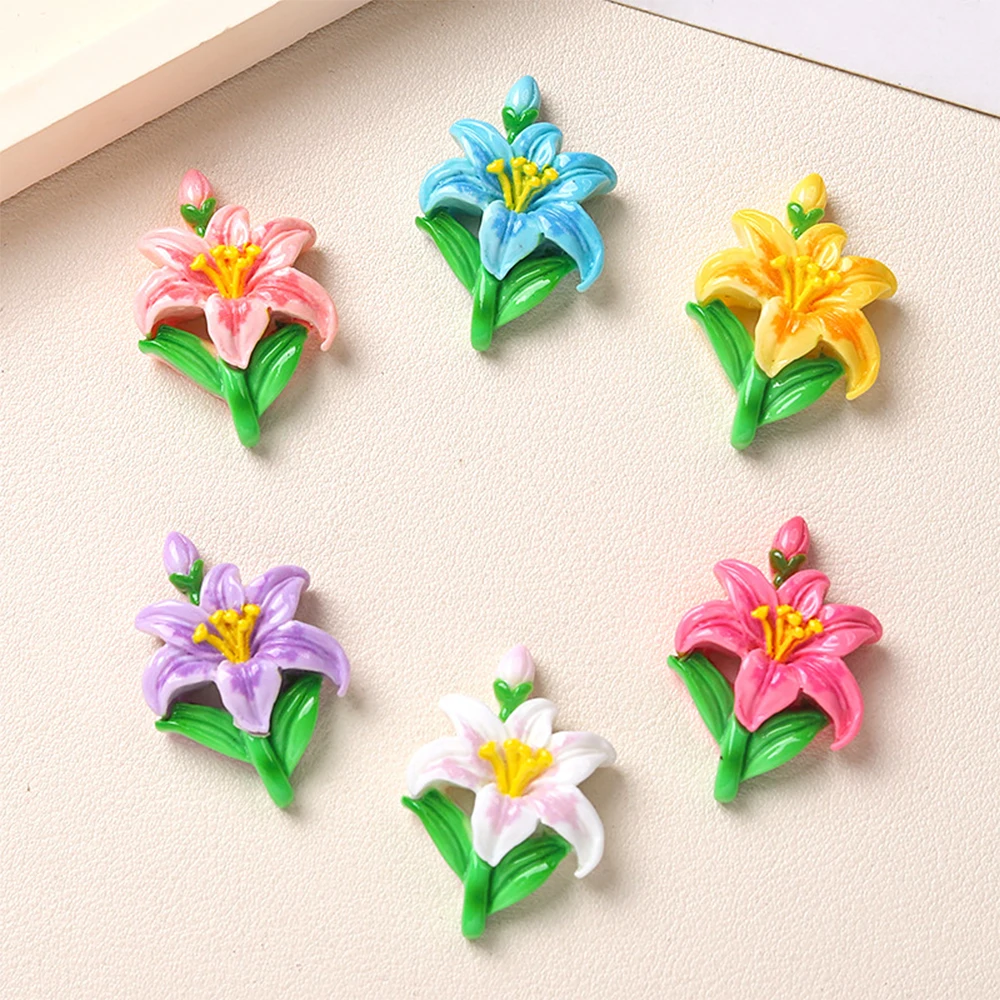 10PCS Shiny 35x24mm Flower Series Miniature Flat Back Resin Cabochons For Hairpin Scrapbooking DIY Home Decor Craft Accessories