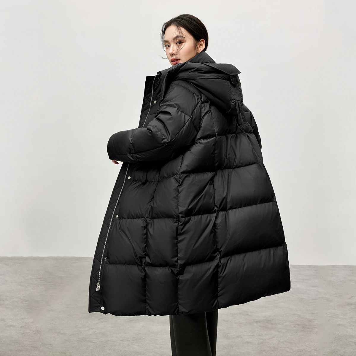 SENTUBILA Casual Warme Donsjack vrouwen Winter Nieuwe Mode Brood Capuchon Lange Warme Down Jassen Vrouwelijke Tops W44Y57033