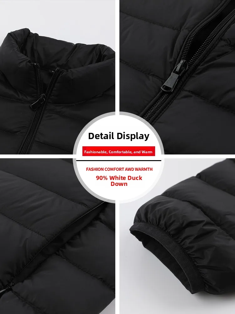 Lightweight Men's down Jaet White Du Feather Warm ort Sle with Hood Faionable Trendy Versatile Autumn Winter Coat