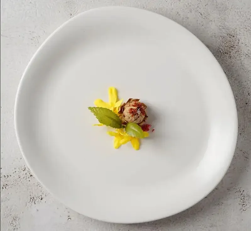 

Chinese Restaurant Solid Color Ceramic Tableware Home Kitchen Breakfast Plate Irregular Shape Gourmet Salad Steak Dessert