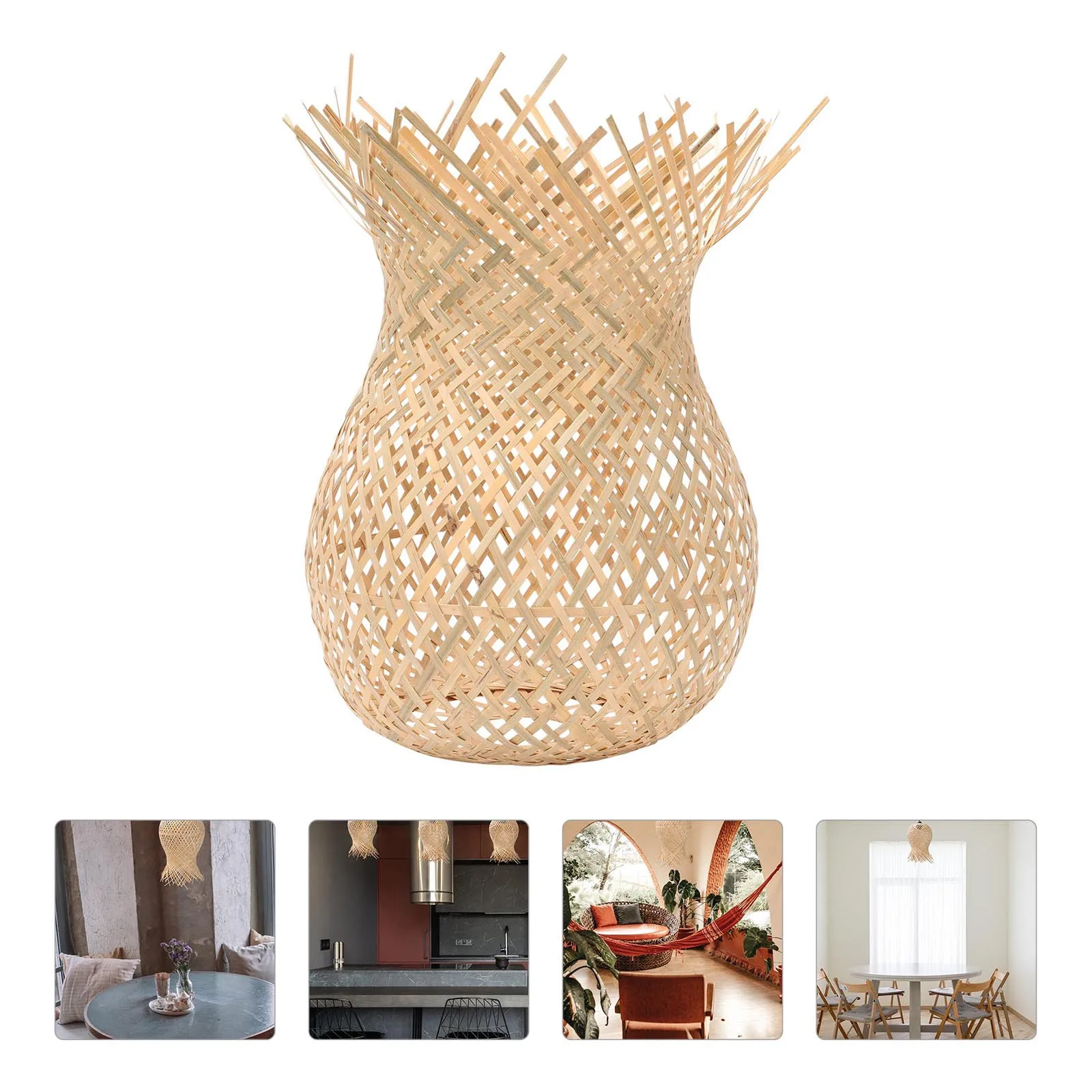 

1Pcs Bamboo Woven Ceiling Light Rattan Pendant Decorative Warm Light Home Kitchen Tearoom Hanging Lamp