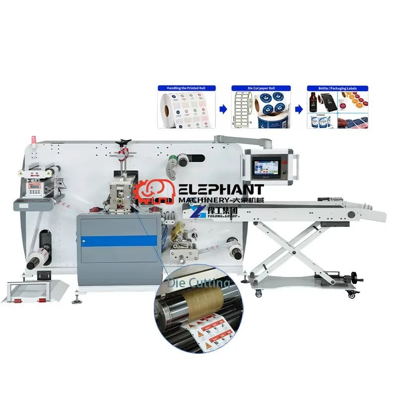 Rotary Label Die Cutting and Slitting Machine 120m/min for Label Sticker Packaging Film Printing Industry PLC Control System