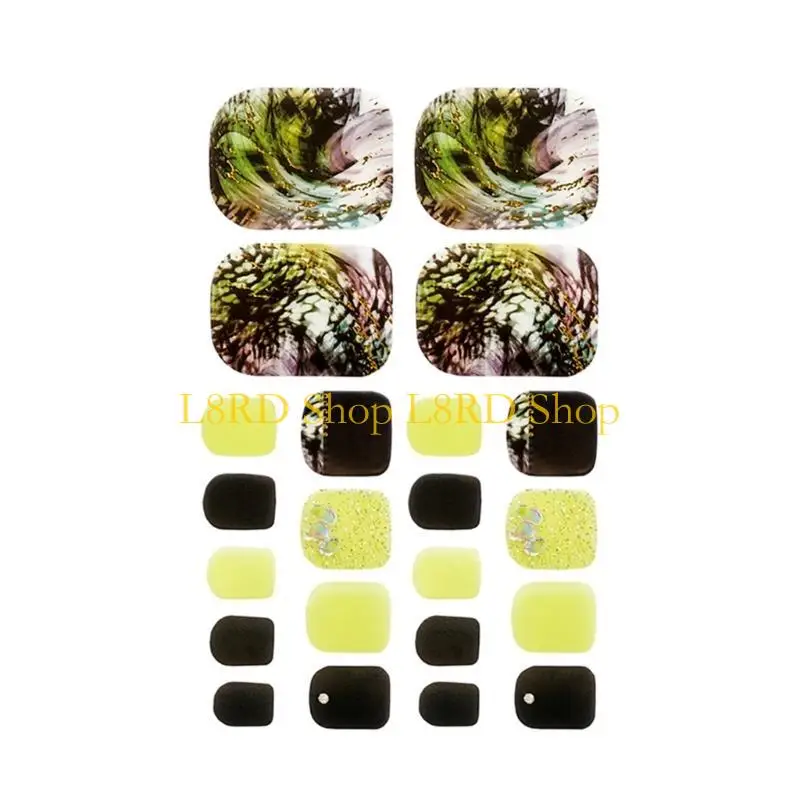 L8RD 22 Sheets Adhesive Toenail Polish Wraps Stickers Strips Decals Manicure Sticker DIY Accessories for Women