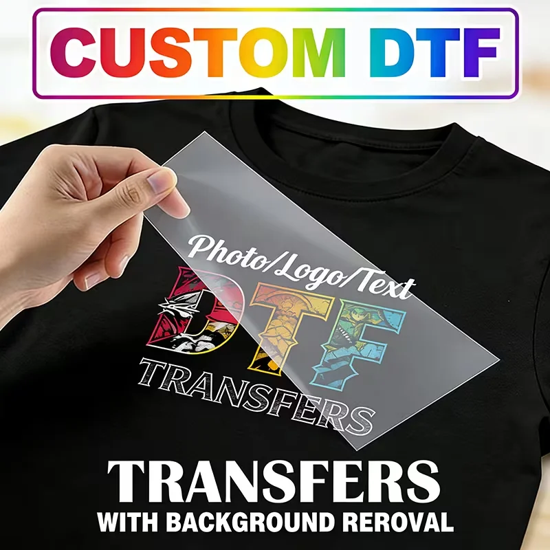 Custom Logo or Photos Heat Transfers for Clothing DIY Tshirts Thermal Stickers DTF Iron on Transfers Patches
