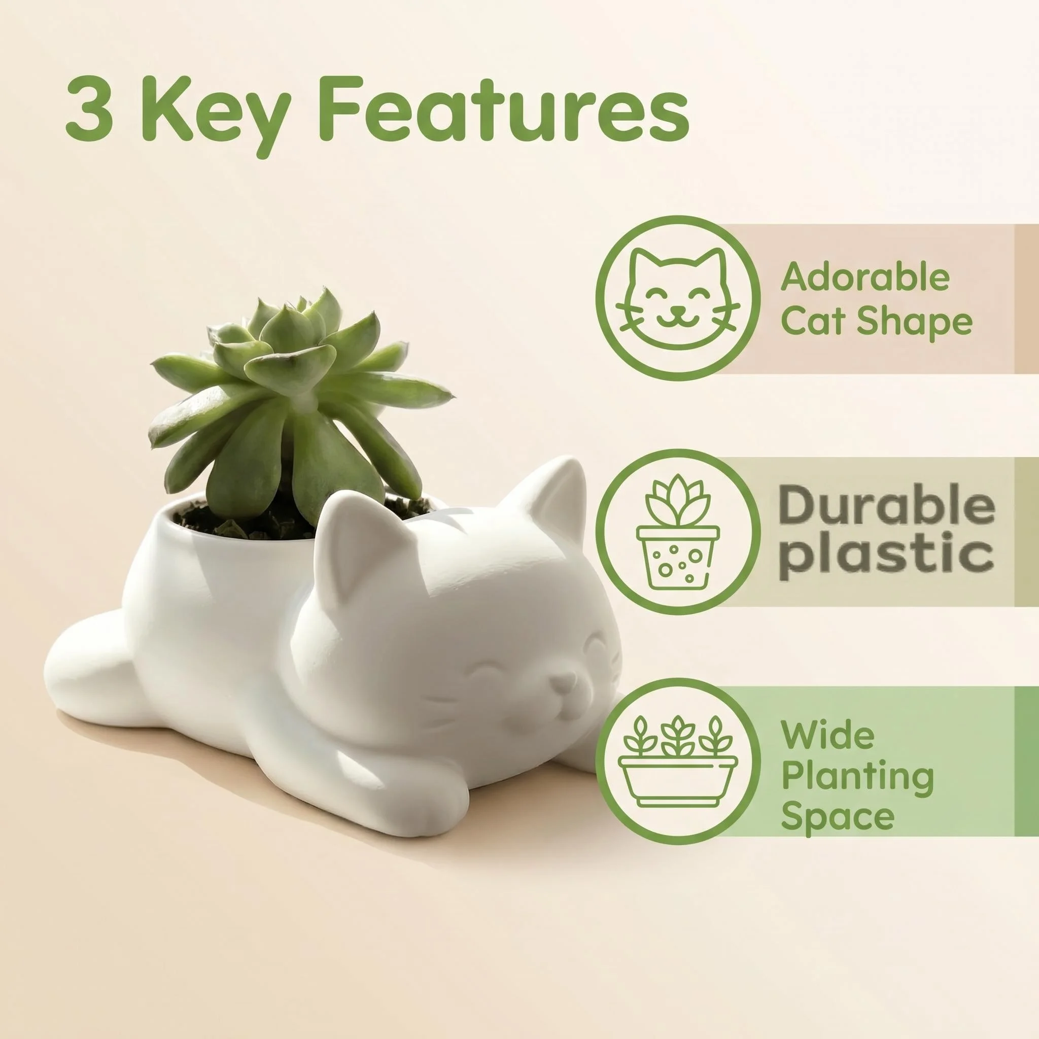 3/1 Piece Set Bohemian Style Creative Cat-Shaped Windowsill Flower Pot, Plant Not Included, Lightweight Multi-Purpose Synthetic Resin Indoor and Outdoor Anti-Fall Flower Pot, Halloween and Christmas Gift