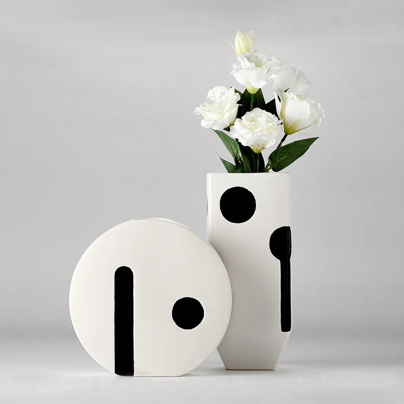 

Nordic simple modern handmade contrast light luxury vase home model room soft decoration ceramic ornaments