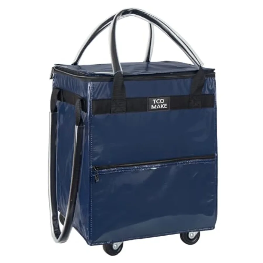 

Reusable Grocery Bag on Wheels Rolling Shopping Bags with Wheels and Handle Folding Rolling Tote Trolley Zipper Cover Carries U