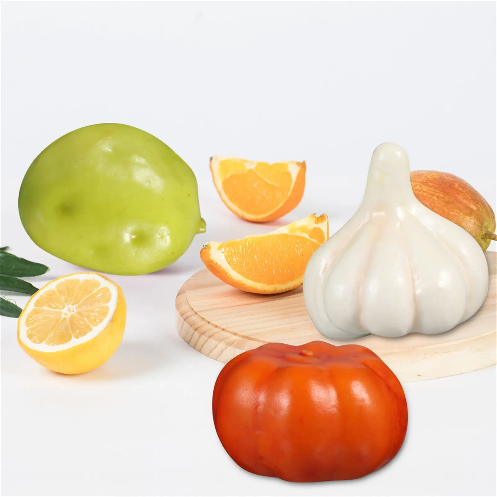 40Pcs Realistic Artificial Vegetable Set Garlic Red Pepper Potato Pumpkin Kitchen Decor Home Supermarket Thanksgiving Prop