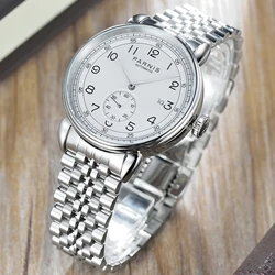 Fashion Parnis 42mm Silver Case Automatic Mechanical Men's Watches Steel Strap Calendar Men Waterproof Watches reloj hombre Gift