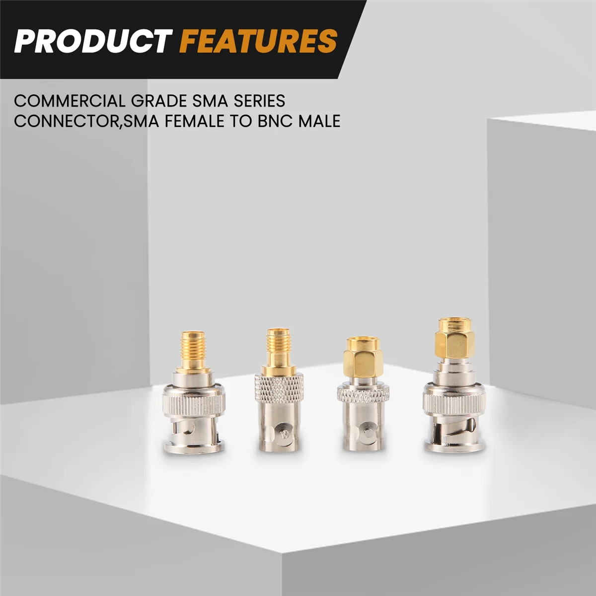 AA84 Set di kit convertitori di test adattatore connettore RF maschio femmina tipo BNC a SMA da 4 pezzi
