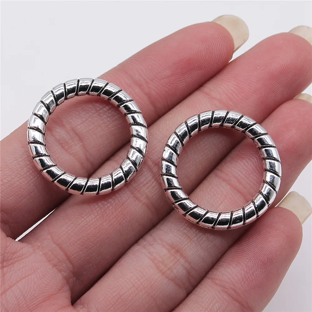 WYSIWYG 2pcs 27x27mm Antique Silver Color Ring Charms Pendant For DIY Jewelry Making Handmade Jewelry Craft Findings