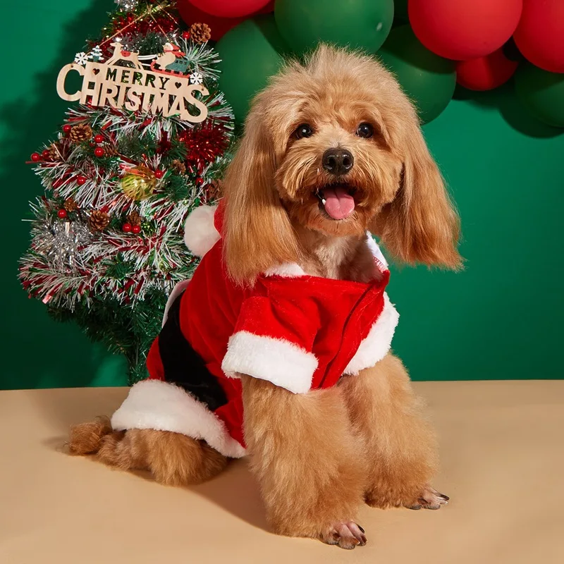 Christmas Pet Dog Transformation Santa Claus Red Dress Gentleman\'s Teddy Jacket New Year\'s Coat For Dogs ﻿