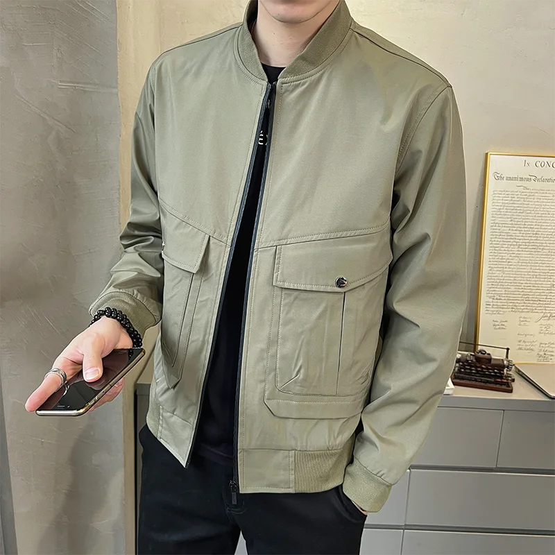 

Sport Causal Men Loose Soft Top New Autumn Stand Collar Women Classic Outdoor Blazer Jacket Solid Lightweight Business Warm Coat