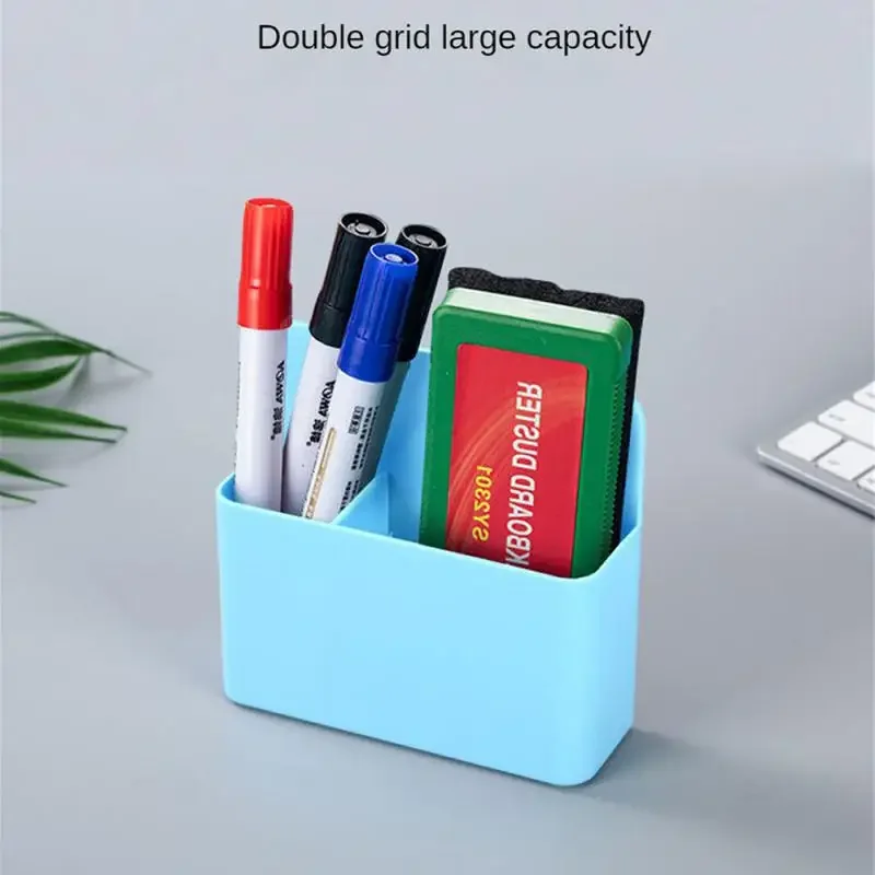 Portapenne da tavolo a colori Lavagna magnetica Mark Pen Storage Box Office School Scatola di plastica Penna da scrivania Matita Organizzatore Pen Barile