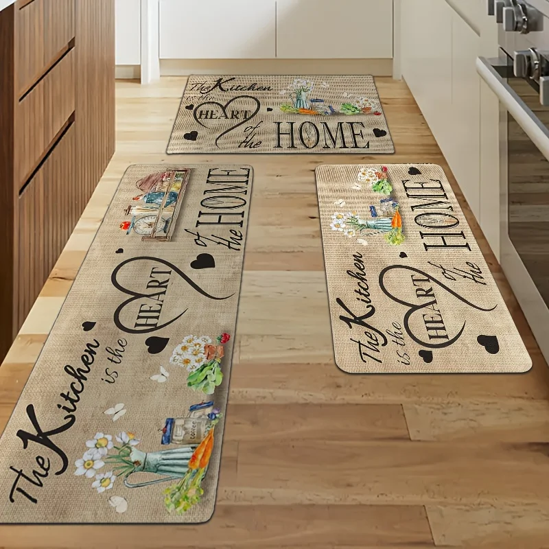 Kitchen Heart Carpet Home Quote Pattern Mat Stylish Area Rug for Kitchen Dining Room Home Decoration Living Room Decoration