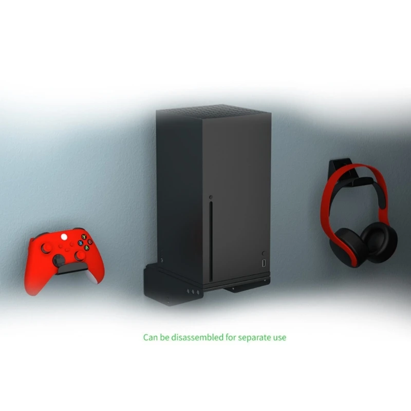 Wall Mounted Bracket for XSX Host Includes 2 Game Controller or Headphone Storage Bracket Holder Rack Black