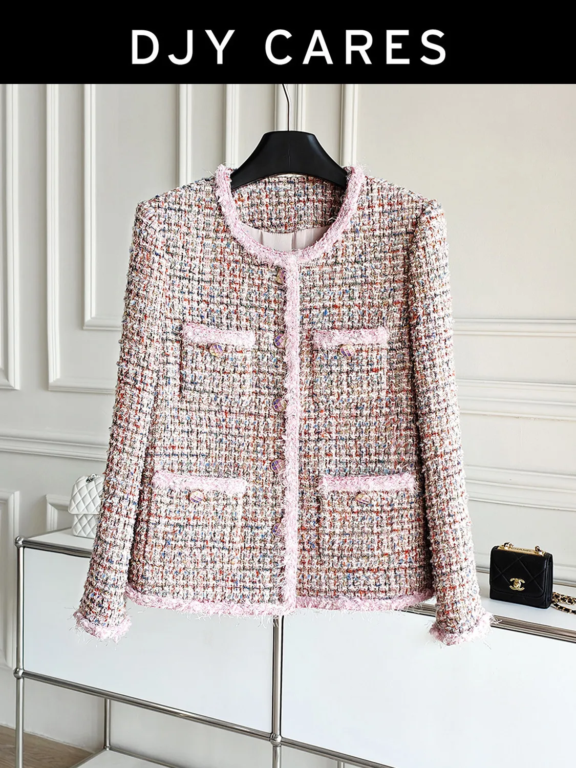 

New Gentle anti-aging handmade lace pink floral coat versatile top Can customize size