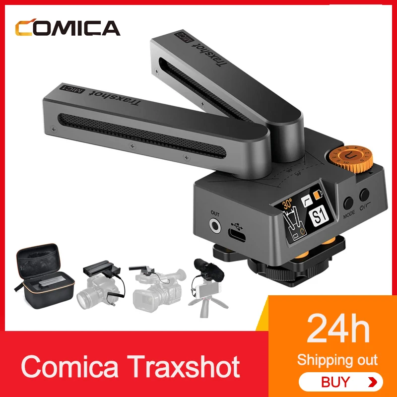 Comica Traxshot On-Camera Microphone Super Cardioid Transformable Shotgun Microphone for iPhone Smartphone For Canon DSLR Camera