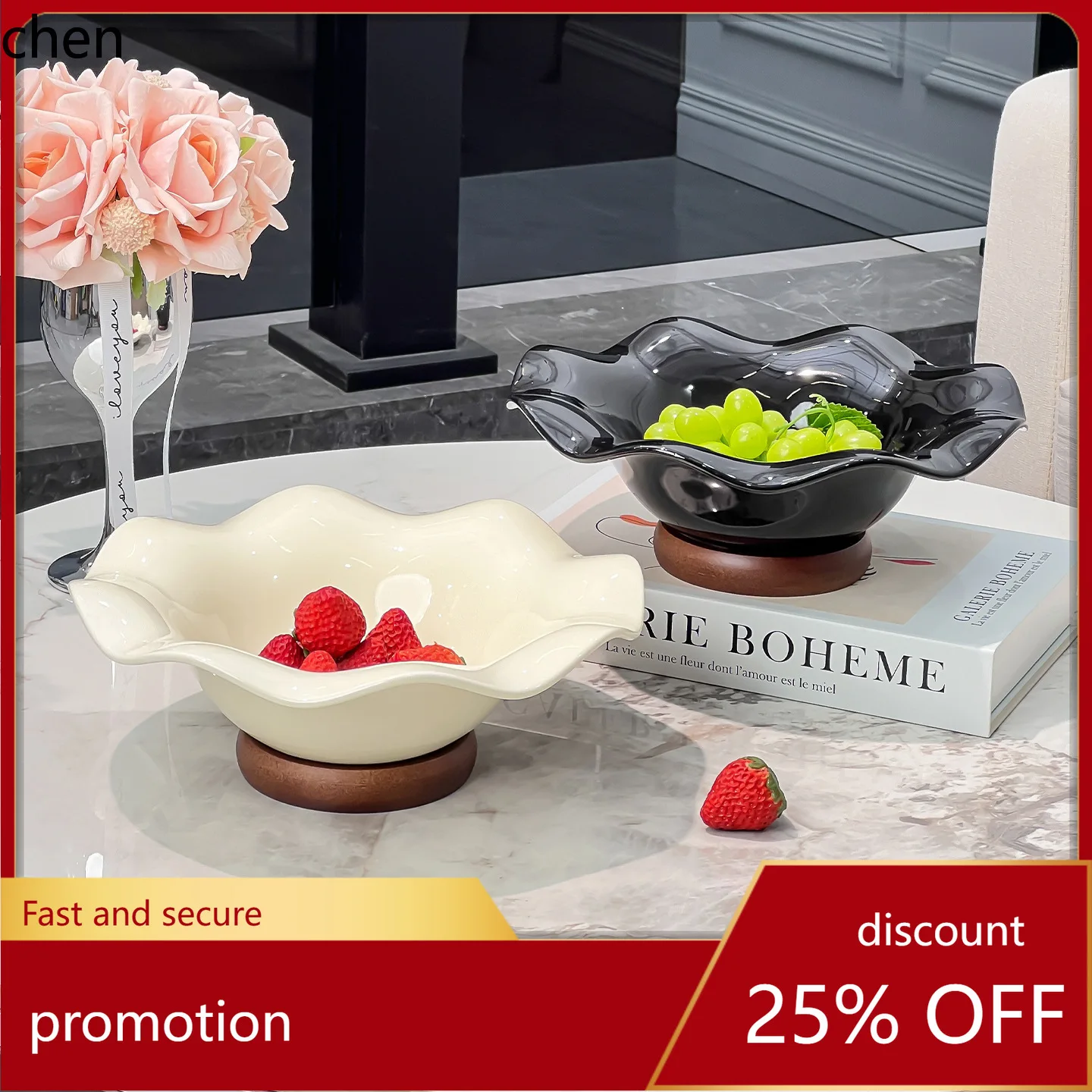 Zml high-end ceramic fruit platter - stylish serving dish for living room coffee table,  for dried fruits, snacks, and candy