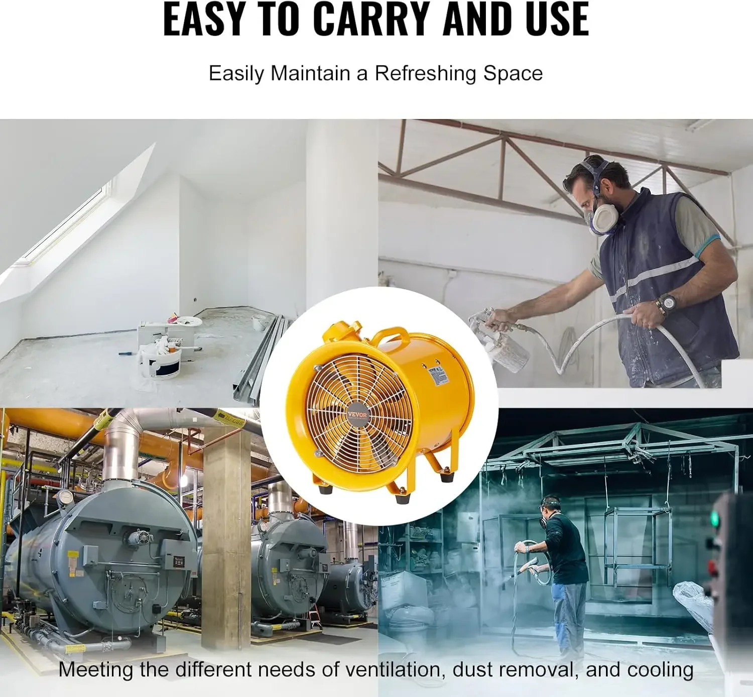 Industrial Portable Ventilator Explosion Proof, 350W 1942CFM High Velocity Air Mover