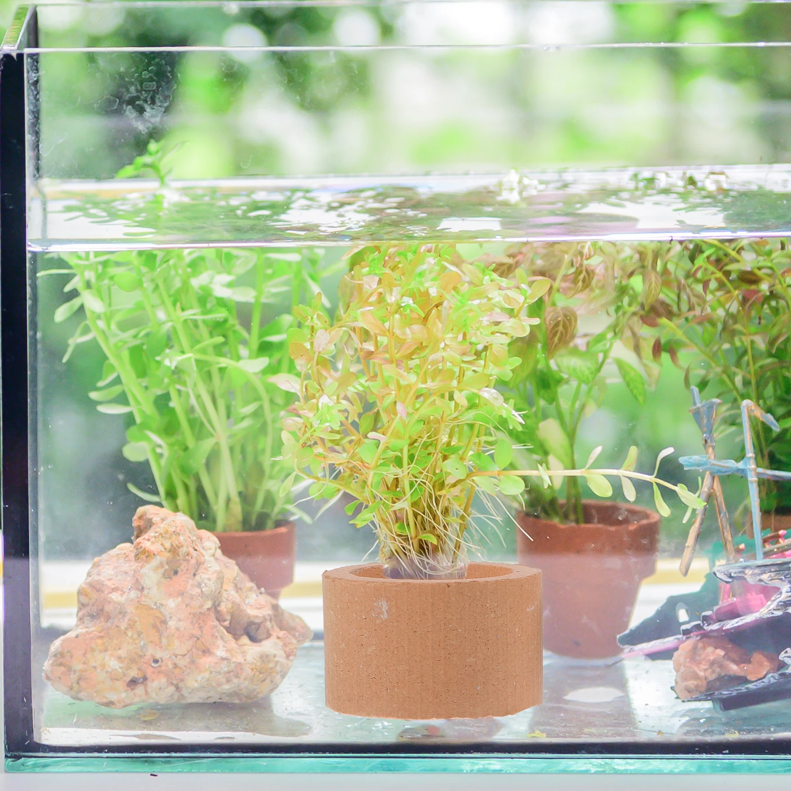 

12Pcs Ceramic Water Plant Holders Aquarium Supplies Anti-Float Fix Rings for Fish Tank Landscaping Aquarium Plant Weights