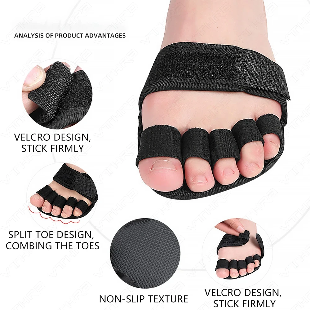 5 Toes Bunion Sole Forefoot Fabric Pads Adjustable Metatarsal Forefoot Pad half Cushion Half Sock Supports Pain Relief Foot Care