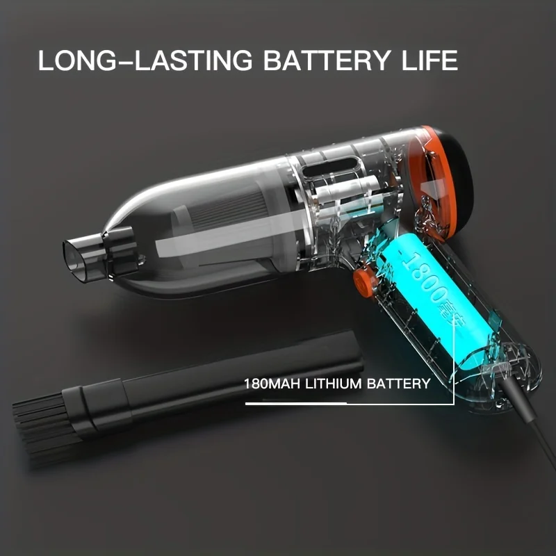 High Suction Wireless Vacuum Cleaner Portable Handheld Car Vacuum 2-in-1 Blower & Suction Device for Keyboard Pc Computer Cleani