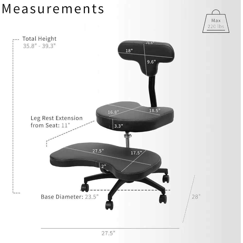 Sedia ergonomica con gambe incrociate con ruote, casa e ufficio, sedia Versatile in ginocchio, regolabile in altezza, sedia da scrivania Yoga