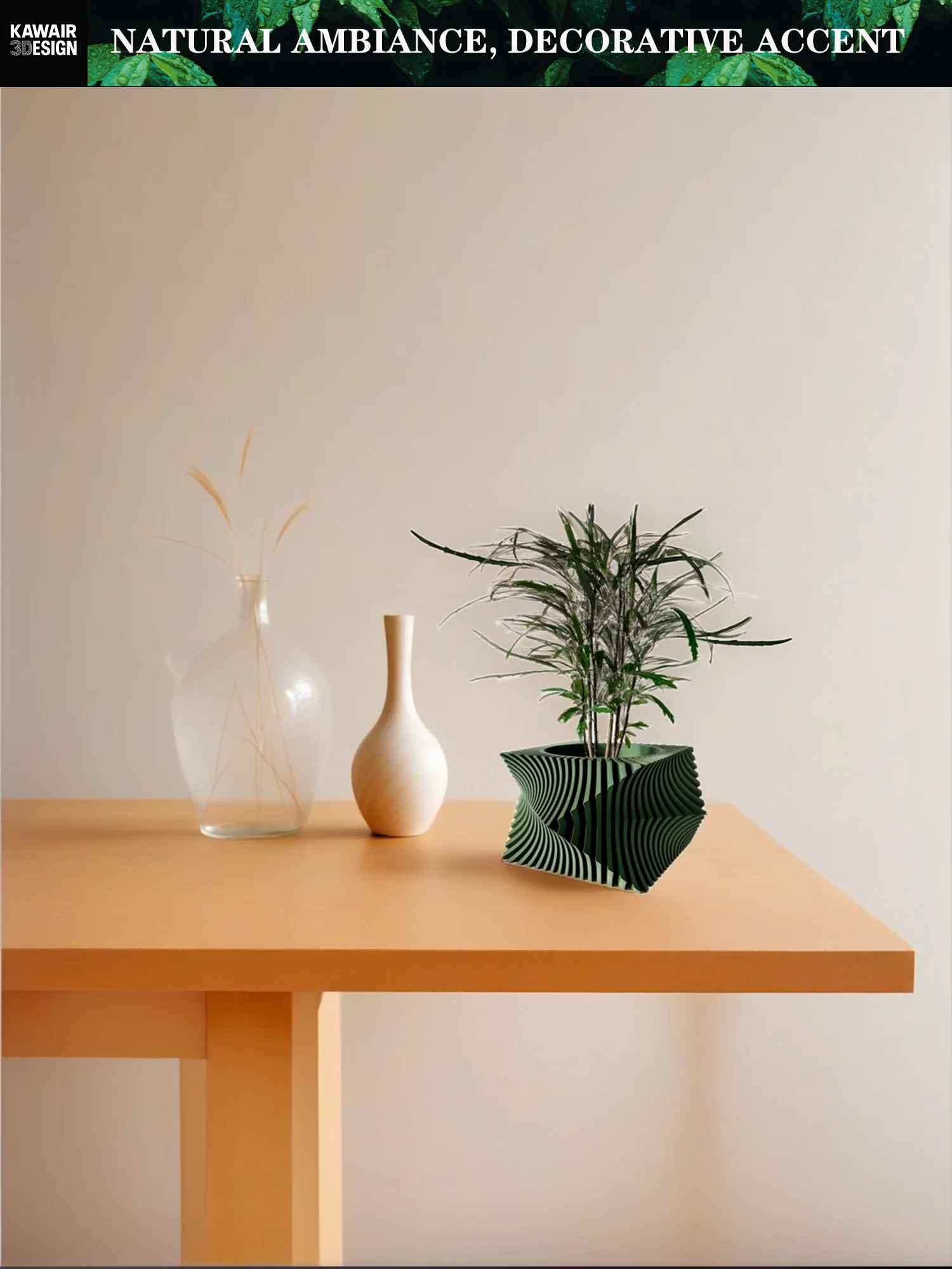 3D Printed Plant Pot Home Use Biodegradable Flower Pot Decorative Stripe Flower Pot Desktop Maceteras