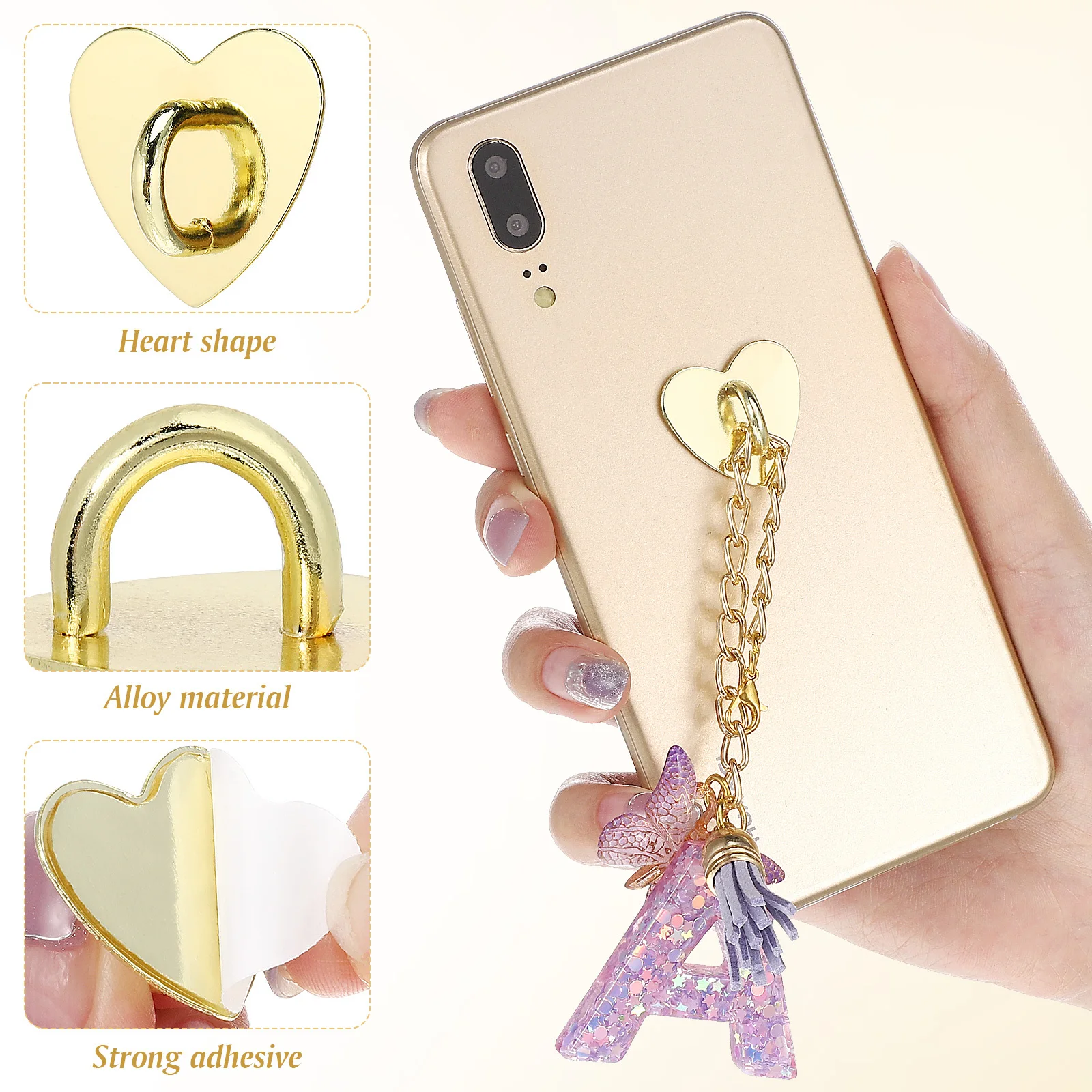 20 قطعة حبل الهاتف السنانير على شكل قلب سبيكة أبازيم قضية الهاتف المحمول زينة الأمن الأشرطة السيطرة بين قوسين الحبل علامات التبويب الهاتف #2